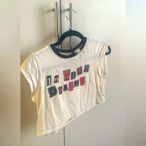 “In your dreams” newspaper T crop top.